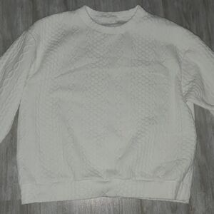 White Sweatshirt With Cables